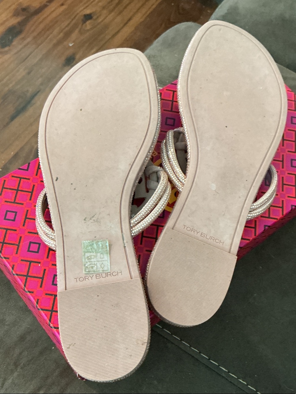 Tory Burch Blush Beaded Miller Thong Sandals - Picture 3 of 3